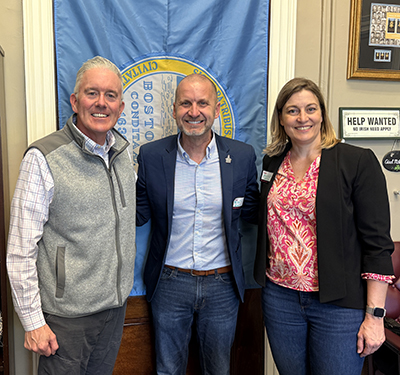 State Senator Mike Rush with Executive Director Scott Evans and Director of Development and Communications Angela Lett at Creative Sector Day.