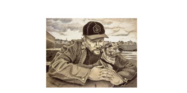 Yetti Frenkel Conte Drawing "Paul's Dog"
