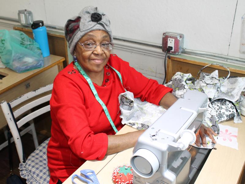 Eliot School sewing student Maggie Hill